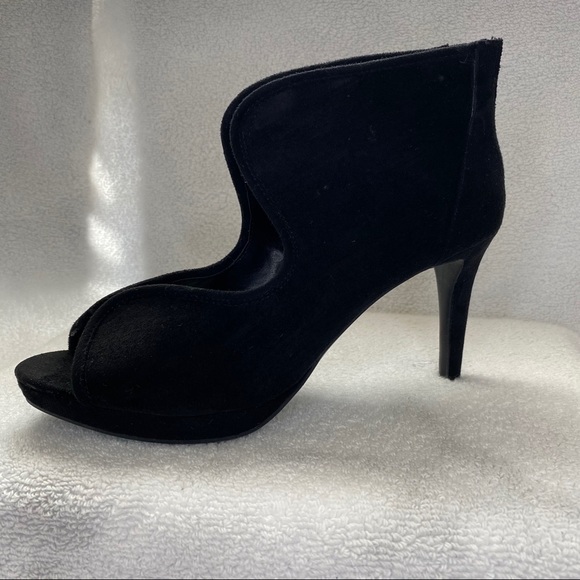 Impo Shoes - Black Suede Open Toe Heels, size 10